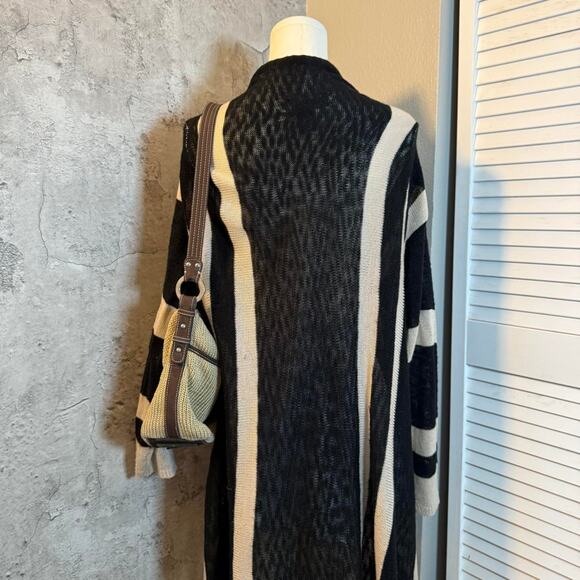 Boho Cream & Black Striped Cardigan with fringe detailing - Picture 6 of 8